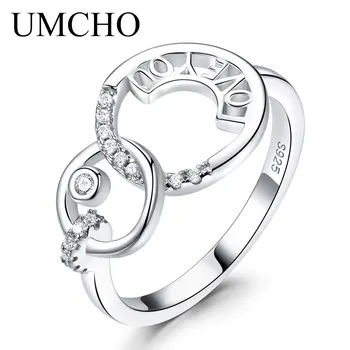 

UMCHO 925 Sterling Silver Rings LOVE YOU Letter Jewelry For Lover Anniversary Gift Fine Jewelry