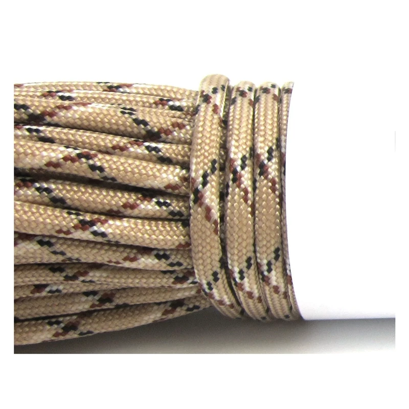 2 Pcs Parachute Cord with 7 Strands, 550 Lbs, 100 Ft.- Red+ White+ Blue Camo& Desert Camo