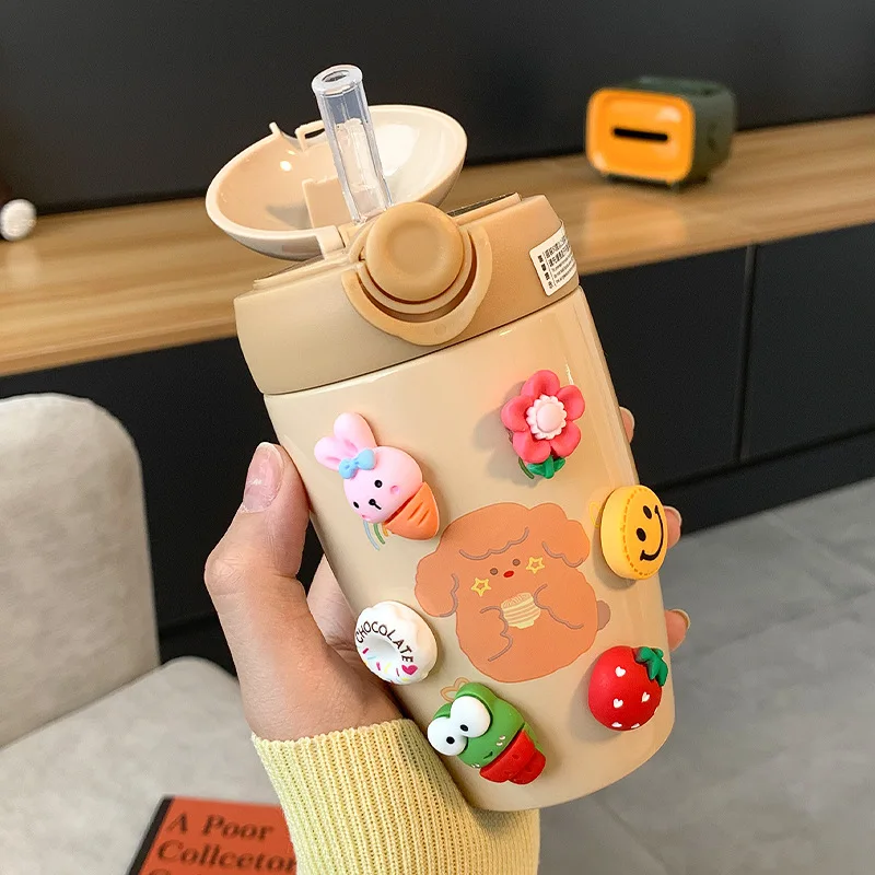 Небольшой соломенный термос кружка милая мультяшная детская бутылка для воды
