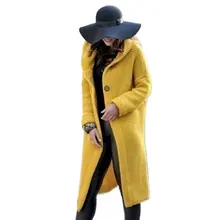 Осень-зима, женский длинный вязаный кардиган с капюшоном, пальто-свитер, женское однотонное пальто, мягкая модная куртка размера плюс, пальто