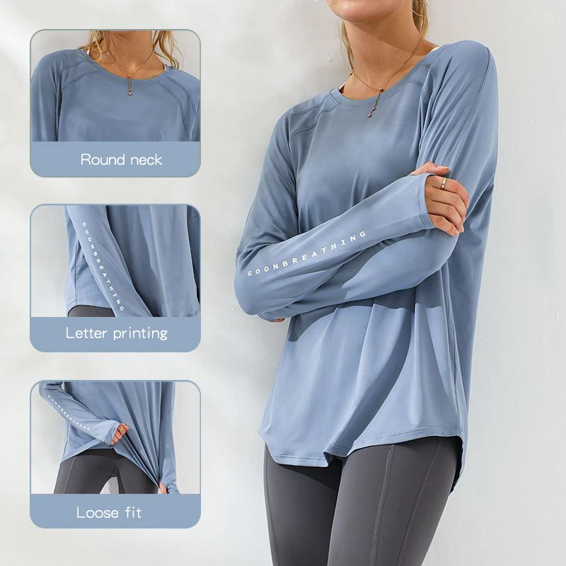 sports t shirt sports shirt yoga top yoga shirt Sport Top Fitness Long Sleeve Running Shirt Women Blouse Gym Loose Plus Size Workout Tops Yoga Shirts Jacket Excercise Clothes