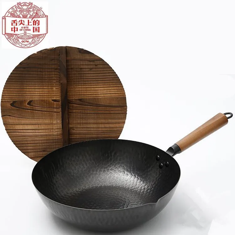 

Zhangqiu Handmade Forged Pure Wok Non-stick Pot Non-Paintcoat Gas Stoves for Old-Fashioned round-Bottom Wrought Iron Household