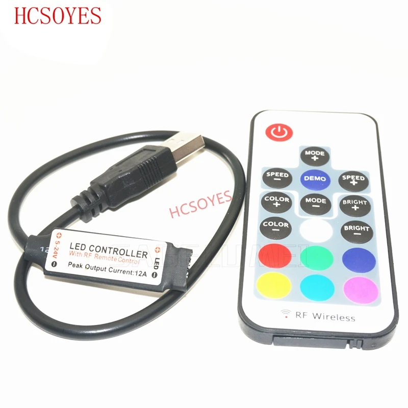 DC5V 17key/14key USB RGB светодиодный контроллер RF беспроводной пульт дистанционного управления для RGB 3528 5050 smd светодиодный ленточный светильник 5-24 В