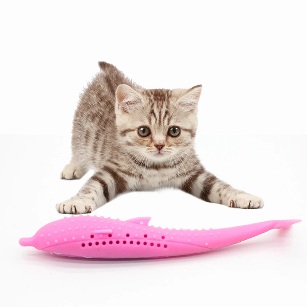 Игрушки для кошек Catnip Мягкая силиконовая мята рыба кошка игрушка для кота игрушка для питомца чистые зубы зубная щетка жевательные кошки игрушки