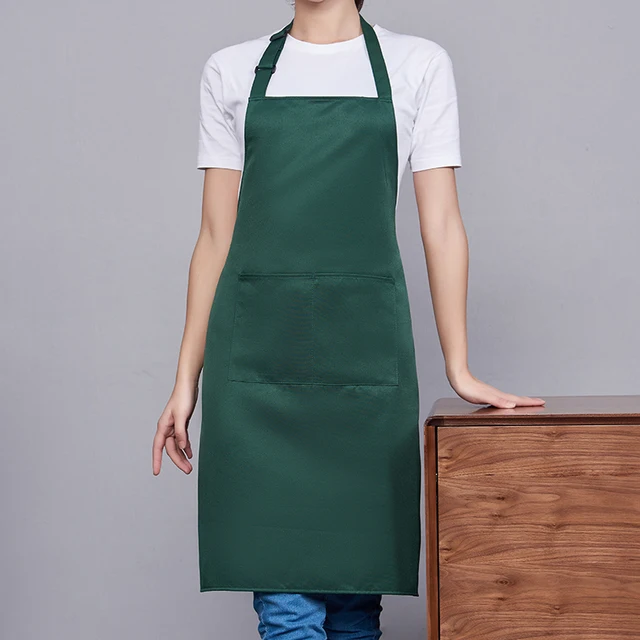 Hot Sale Cooking Kitchen Apron For Woman Men Chef Waiter Cafe Shop BBQ Hairdresser Aprons Bibs Kitchen Accessory green