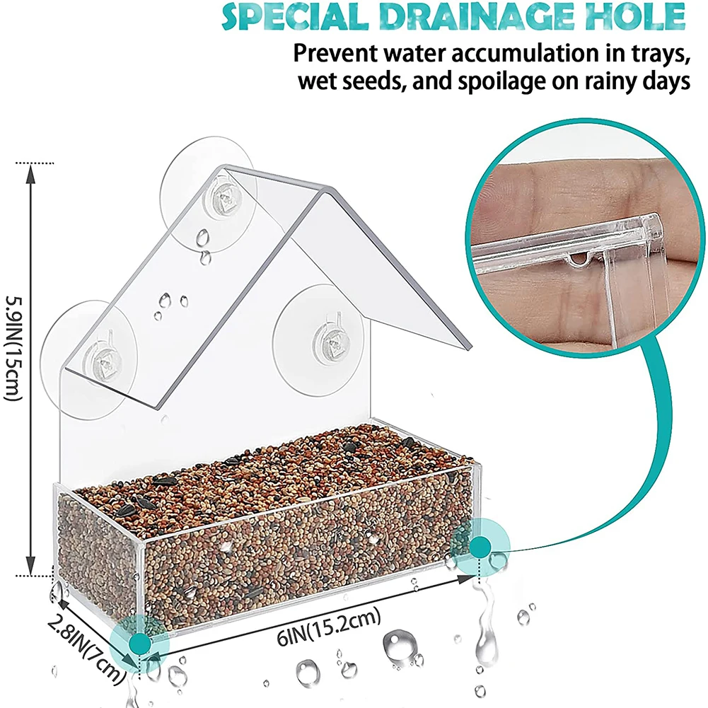 UPP Mangeoire pour Oiseaux, Transparente avec ventouses en Acrylique I À  Coller sur la fenêtre pour Observer Les Oiseaux du Jardin I Installation et  Lavage Facile I Très résistant I 30 x