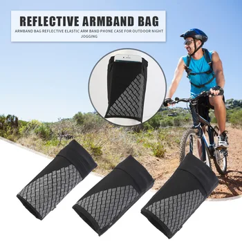 

Armband Bag Reflective Elastic Non-slip Arm Band Mobile Phone Cellphone Case for Outdoor Running Night Jogging Cycling Sports
