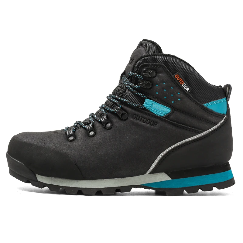 MenBlackBlueShoes TANTU/мужская водонепроницаемая походная обувь с высоким вырезом; кожаная дышащая обувь; рюкзак для путешествия; нескользящие горные походные ботинки; Новинка - Цвет: MenBlackBlueShoes