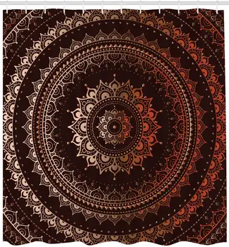 

Mandala Shower Curtain Circle Universe and Cosmos Esoteric Image Print Cloth Fabric Bathroom Decor Set with Hooks