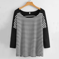 Plus Size Casual Striped Blouse Women Long Sleeve Loose Drop Shoulder Spring Autumn Fashion Tunic Top Large Size 5XL 6XL 7XL 8XL