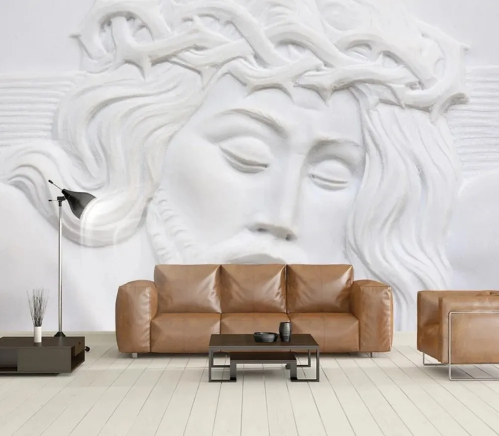 

Drop Shipping 3d Abstract Relief Character Avatar Background Wall For Living Room Custom Mural Wallpaper Exhibition Wallpaper