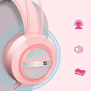 

Pink Headphone E-sports 7.1 Channel with Wheat Wired sound Mobilephone Computer USB For Notebook deliver card For 7.1 Heads P5R9