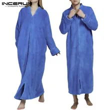 INCERUN/зимняя модная фланелевая домашняя одежда для пары; мягкий удобный длинный пуловер; банный халат; Пижама; Повседневный теплый халат; 5XL