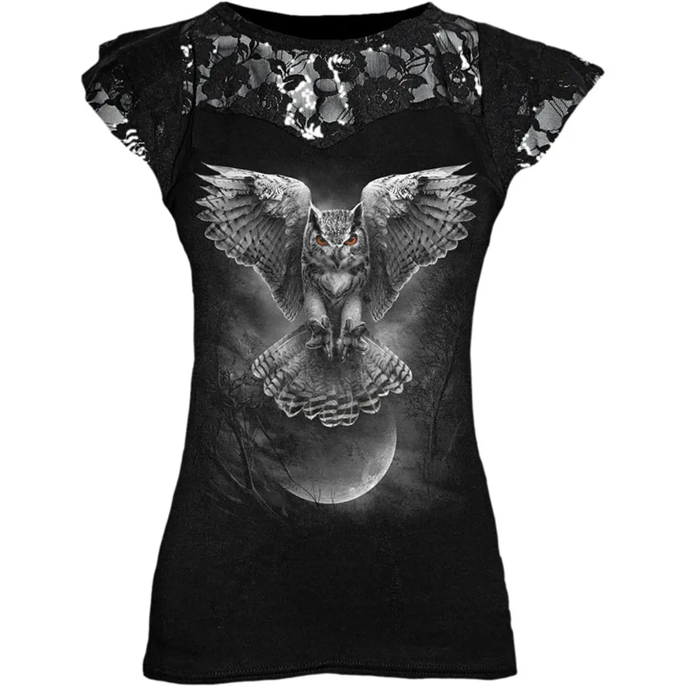 Gothic Punk Plus Size Black Graphic Lace Rose T-shirts Women Y2K Clothes Grunge Short Sleeve Hollow Out Tshirts Tee Tops 5XL