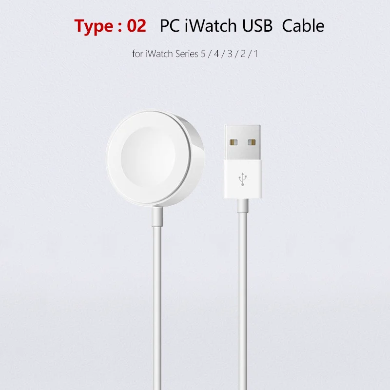 02 PC Watch Cable A3 портативное USB зарядное устройство для часов магнитное Беспроводное зарядное устройство для Apple iWatch серии 5 4 3 2 1 адаптер беспроводной кабель для быстрой зарядки - Цвет: 02 PC Watch Cable