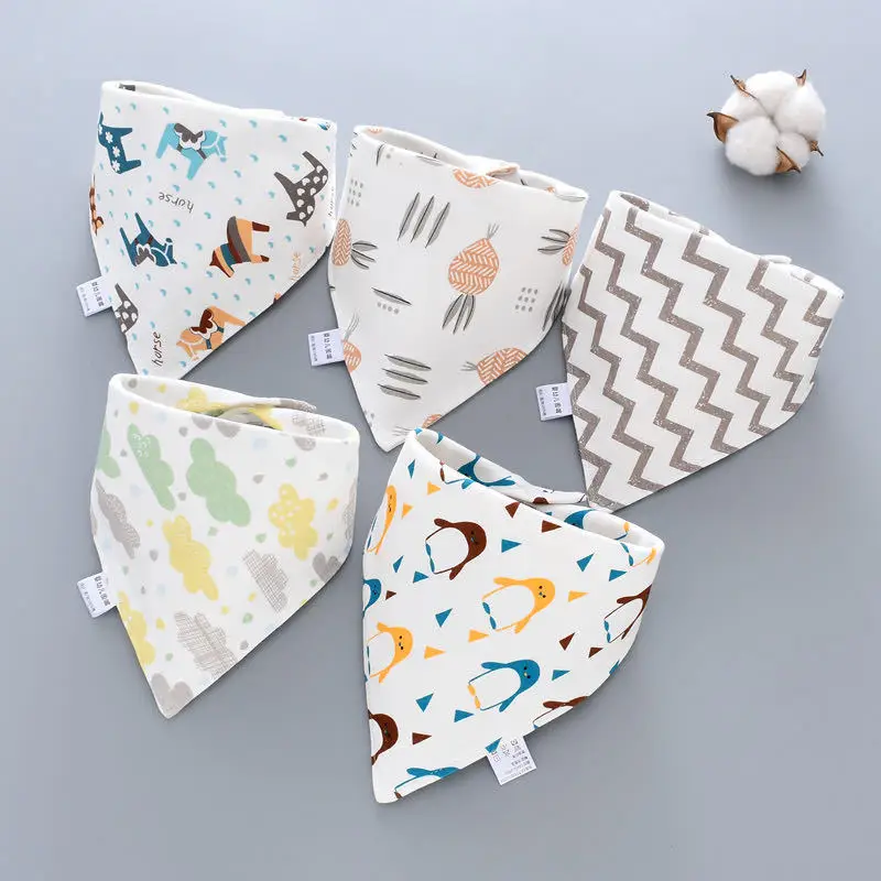 newborn socks for babies Baby Bibs Triangle Double Cotton Bibs Cute Cotton Comfortable Drooling and Teething 5 Pcs Towel Saliva Towel for Newborn Child Baby Accessories cute	 Baby Accessories