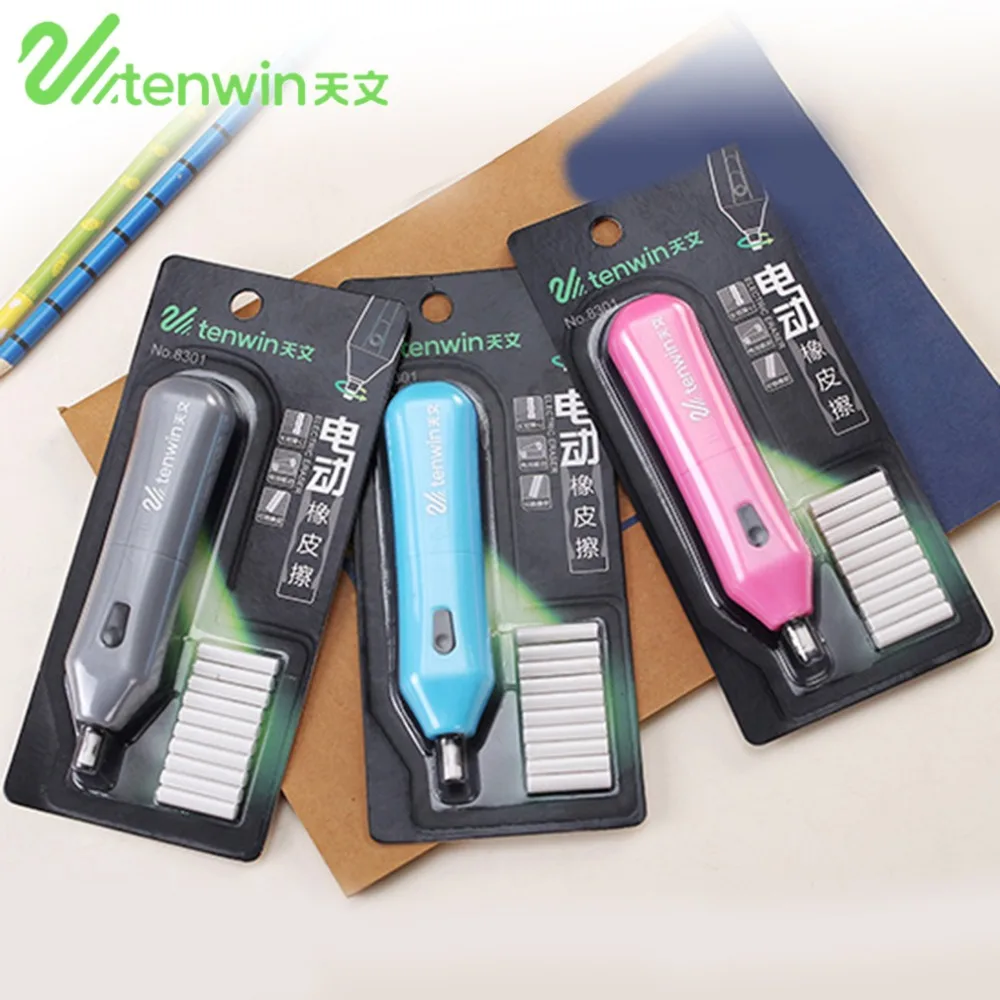 TENWIN Electric Eraser Set Home School Students stationery Automatic Children gift Electric Eraser school Stationery Supplies