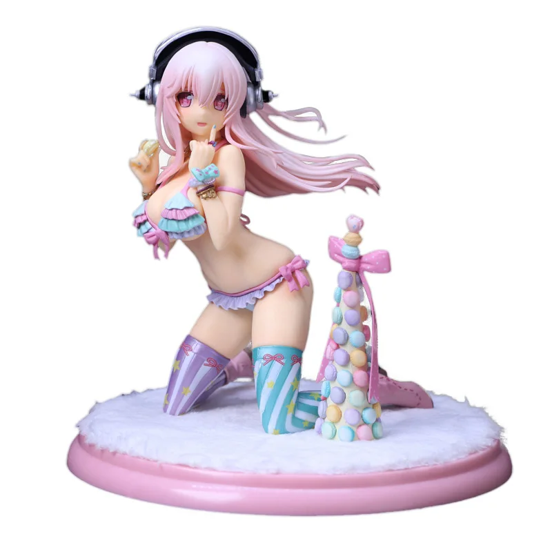 1/7 Scale PVC Anime Figure Super Sonico with Macarons Cookie tower Sexy Swimsuit Model Toy Top Grade Gifts | Игрушки и хобби