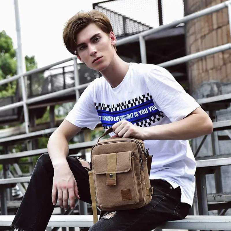 Мужская маленькая сумка Холщовая Сумка почтальона винтажная сумка через плечо сумка F42A