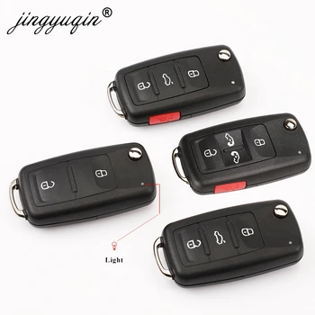 Keyforkess 10pcs 2/3/4 Pulsante Pieghevole Chiave A Distanza Borsette per VW Tiguan Golf Sagitar Polo MK6 touareg SEDILE Switchblade Caso di Vibrazione Fob