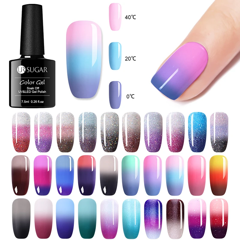 

UR SUGAR 7.5ML Thermal Nail Polish Color Changing Glitter Nail Art Polish Long Lasting Varnish
