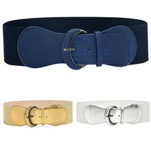 1pcs Fashion Women Wide Elastic Waist Belt Trendy Decorative Girdle All-match Buckle Girdle Decorative Imitation Leather Belt