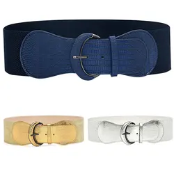 1pcs Fashion Women Wide Elastic Waist Belt Trendy Decorative Girdle All-match Buckle Girdle Decorative Imitation Leather Belt