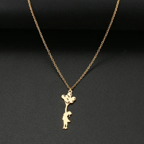 Steel Necklaces Girl Balloon Pendant Chain Charm Fashion Necklace For Women Jewelry Friends Lucky Girls Gift Collier