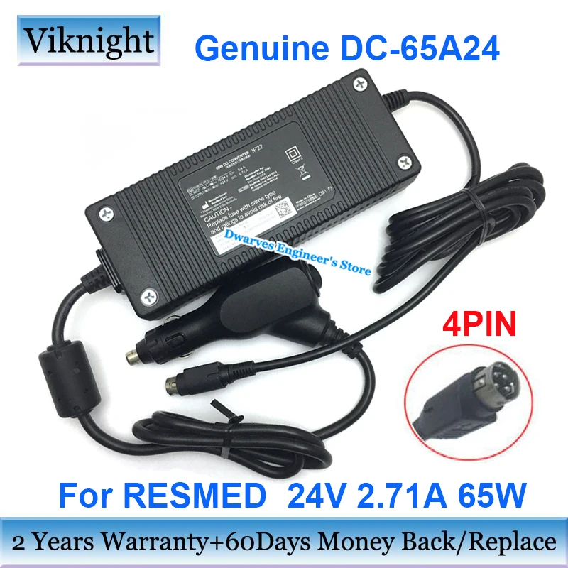 Original Resmed 24v 2.71a 65w Dc Adapter Charger Ip22 For Car Resmed