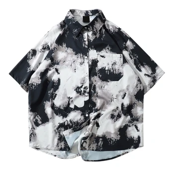 

Shirts Printing Short Sleeve Hawaiian Shirt Casual Loose Beach Blouse Tops for Couple