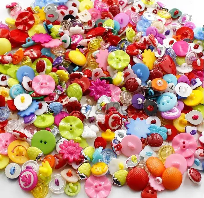

50PCS MIXED RANDOMLY CARTOON button for KIDS clothes accessory CRAFTS mix color