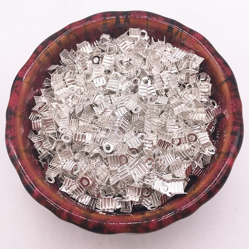 02 silver 200 шт./лот, шнуры, обжимные концевые колпачки, концевые застежки, бусины для изготовления ювелирных изделий, браслет, ожерелье, фурнитура для ювелирных изделий, соединители, сделай сам - Цвет: 02 silver