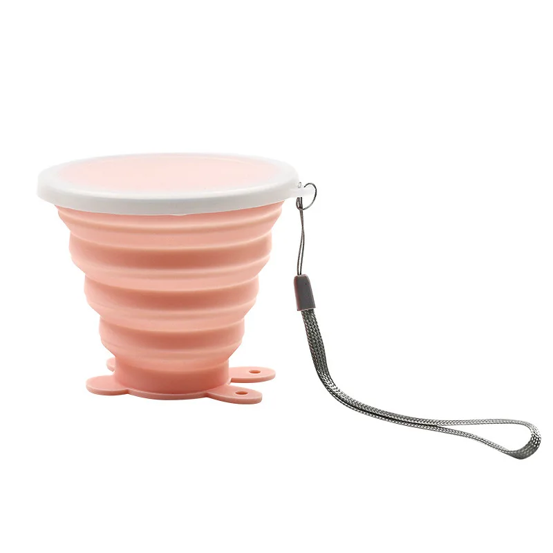 NEW Portable Silicone Retractable Folding Cup with Lid Outdoor Telescopic Collapsible Drinking Cup Travel Camping water cup