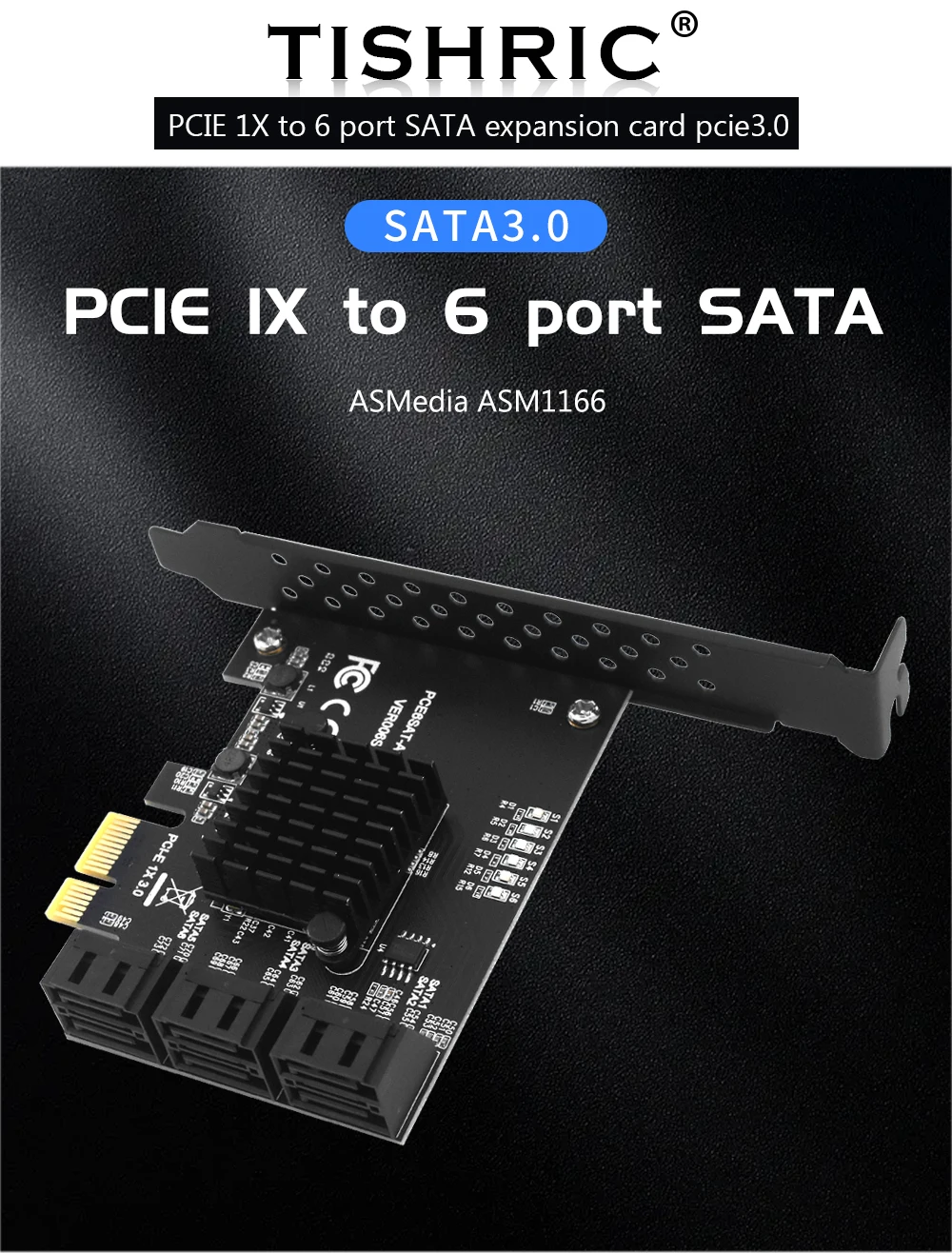 TISHRIC PCI-E SATA Controller Expansion Card - 6/8/10 Ports, ASM1166, PCI SATA3.0 Adapter Description Image.This Product Can Be Found With The Tag Names Adapter, Asm1166 6 ports, Asm1166 sata controller, Expansion card, Pci sata ide controller card