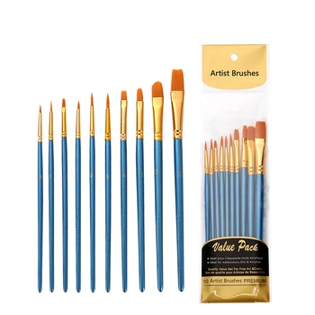 

10pcs/set School Gift Paint Brush Set Stationery Craft Art Supplies Students Accessories Nylon Watercolor Acrylic Oil For Kids
