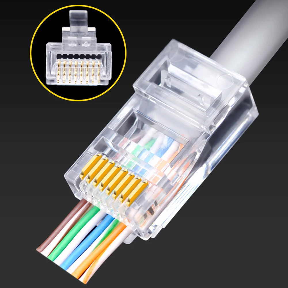 Разъем RJ45 OULLX EZ разъем кабеля Ethernet Cat6 Cat5 Cat5e для сети 8p8c неэкранированный