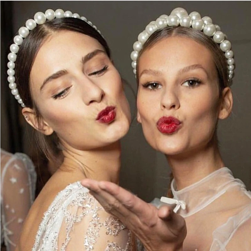 Ymyw Mode Za Ontwerp Hoofdband Vrouwen Haaraccessoires Imitatie Parels Haarband Meisjes Elegante Bruiloft Haar Band Hoofddeksels | Украшения
