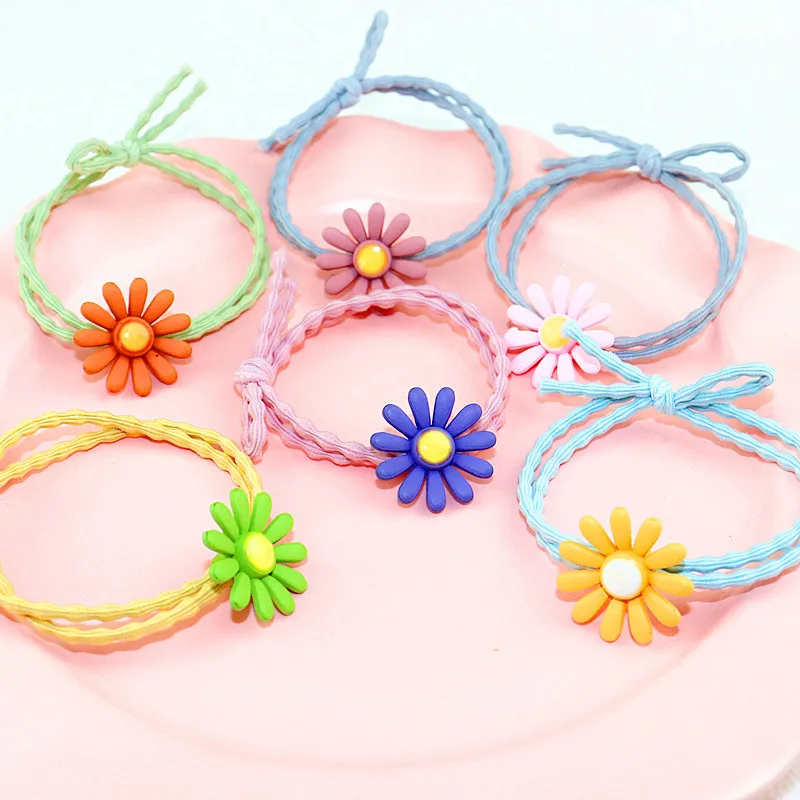 2PC Korean version of frangipani headdress seaside daisy flower circle girls cute hair rope hair accessories