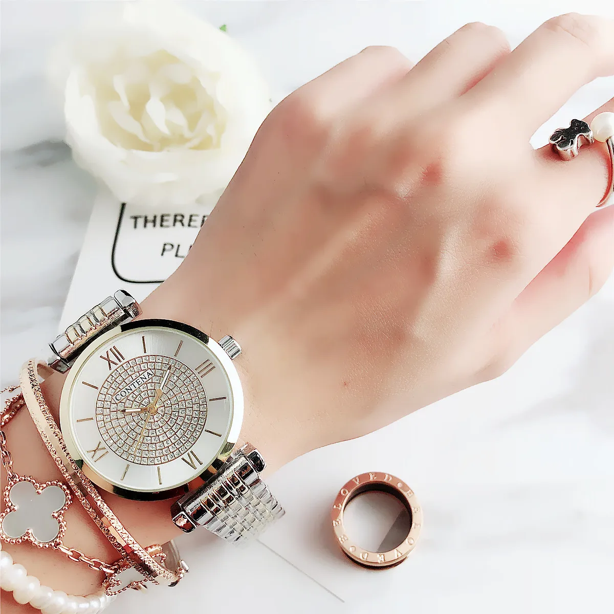 CONTENA новые кварцевые Saati Montre Femme Relojes Mujer Часы супер красивые женские модные Роскошные наручные часы - Цвет: CON2140CC10
