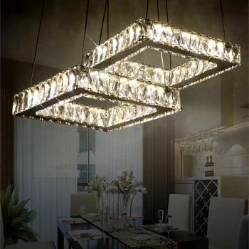 

Modern 2 Grid Crystal Pendant Light Led Hanging Lighting Ceiling Fixture Droplight Living Room Bedroom Dining Room Indoor Lamp