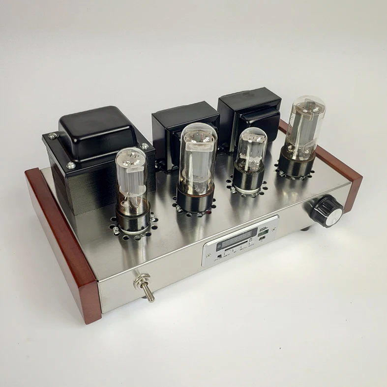 US $159.00 Finished 6H9C6P3P Vacuum Tube Power Amplifier FM MP3 USB Tube Player HiFi Audio Amp DIY