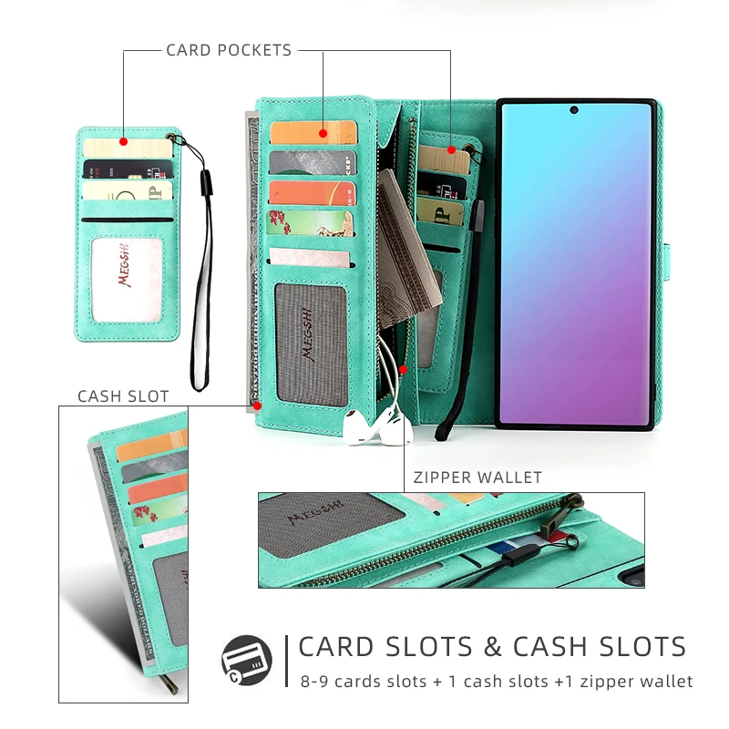 MEGSHI для Sansung Galaxy Note 10 Plus 9 8 S7 Brieftasche Fall 2 в 1 Abnehmbare Leder флип-чехол Magnetische Fall для A50 S105G