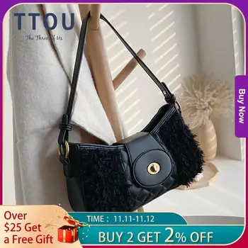 

Faux Fur Crossbody Bags For Women 2019 Winter Plush Patchwork Shoulder Messenger Bag Lady Warm Cute Phone Handbags and Purses