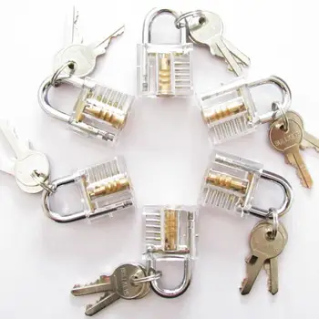 

1Pc Clear Crystal Transparent Cutaway Locks Inside View Practice Padlock Visible View Lock Training Skill Locks Keyed Padlock
