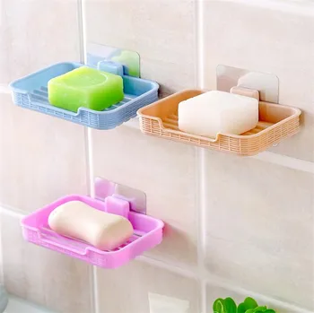 

Bathroom Soap Box Holder Strong Sucker Soap Dish Bathroom Soap Dish Storage Basket Box 4 Colors