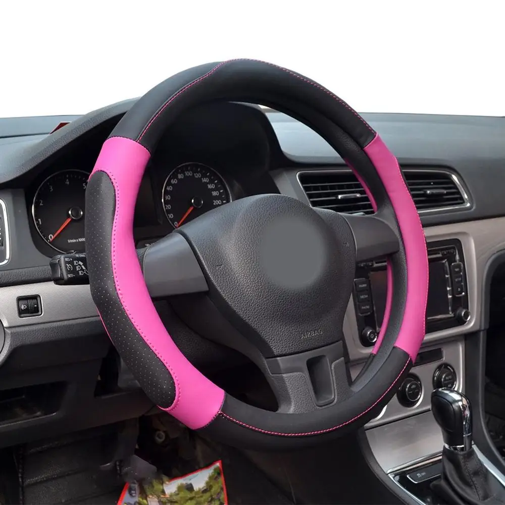 38 см Универсальный Авто Кожаный руль покрытие для интерьера автомобильные чехлы нескользящий держатель протектор