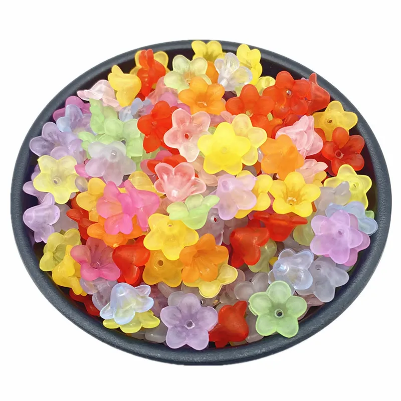 50pcs Fashion Matte Acrylic Flower Beads - 12.5mm Decorative DIY Jewelry Accessories
