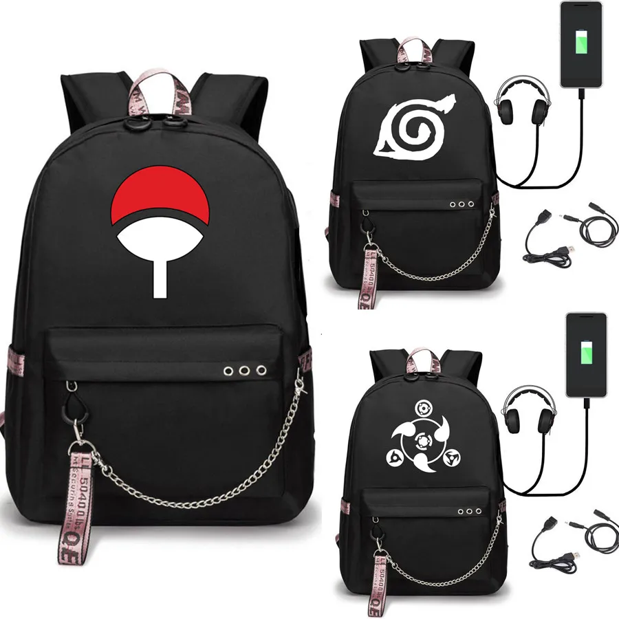 Akatsuki Itachi Sharingan Backpack Travel Book Boys Girls School Bags Casual Laptop Headphone USB Port Mochila | Багаж и сумки