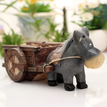

Home Office Resin Ashtray Bar Smoking Portable Living Room Lovely Retro Donkey Pull Cart Decorative Accessories Ornament Gift