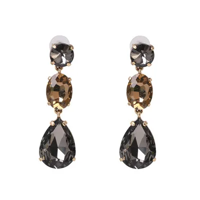 JURAN Hot Brand Bling Mixed Color Crystal Drop Earrings for Women Rhinestone Fashion Jewelry Bridal Party Wedding Earrings Gifts - Окраска металла: 52100-GY